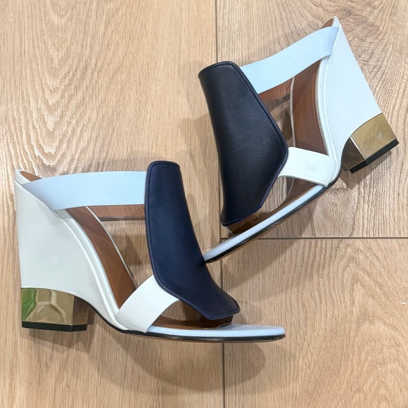 Givenchy Paris color block blue , light blue and White leather Wedge Sandals - Picture 8 of 11